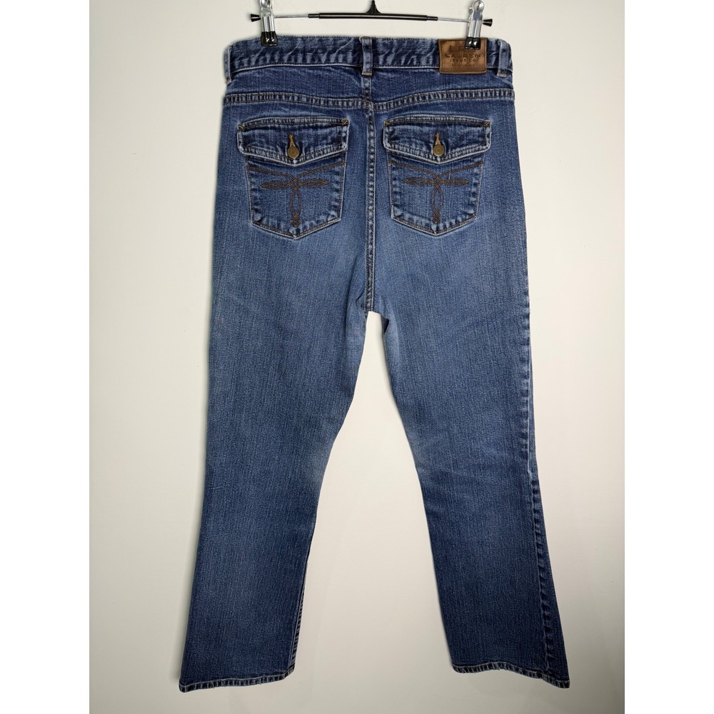 Lauren Ralph Lauren Jeans Co Womens 8 Medium Wash Straight Leg Flap Pocket Denim